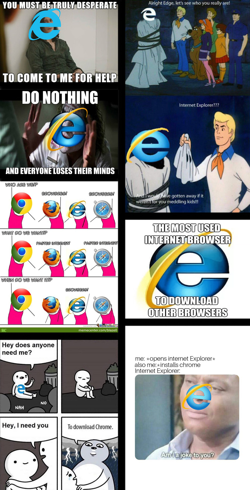 Collection of Internet Explorer browser memes