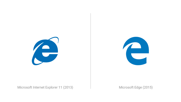 comparison between Internet Explorer browser logo and Edge logo rebranding