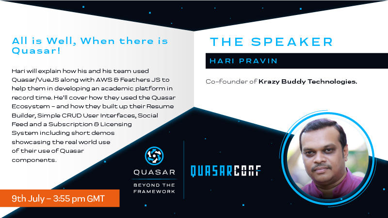 Quasar framework QuasarConf 2022 Hari Pravin talk