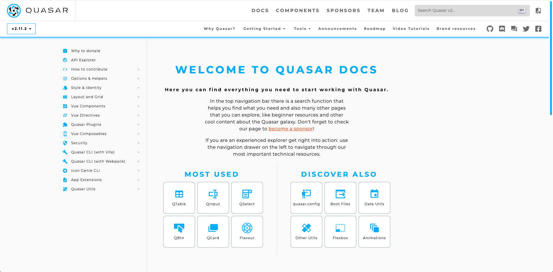 Nuova app bar di navigazione del framework open source Quasar
