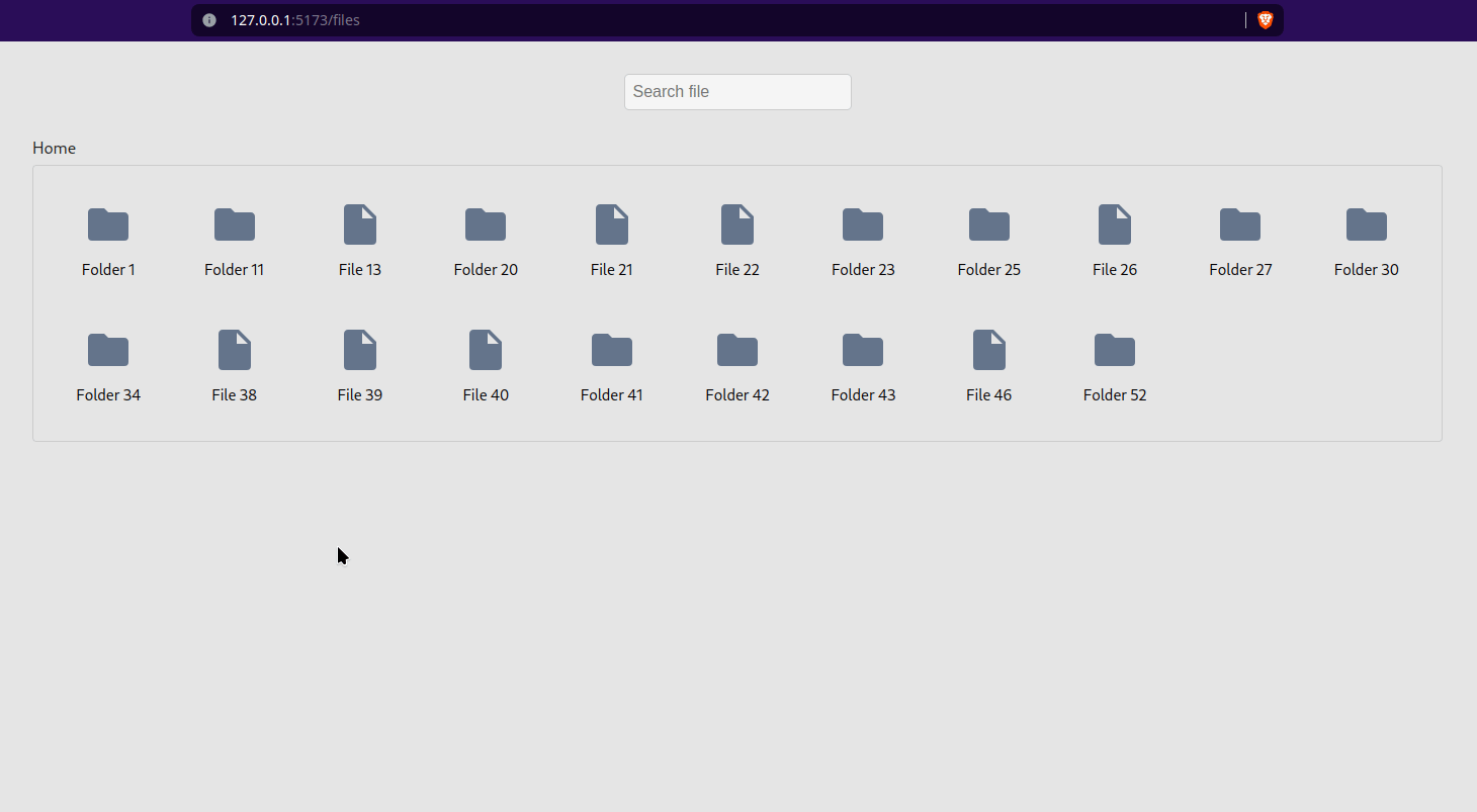 file explorer web app  with folders animation