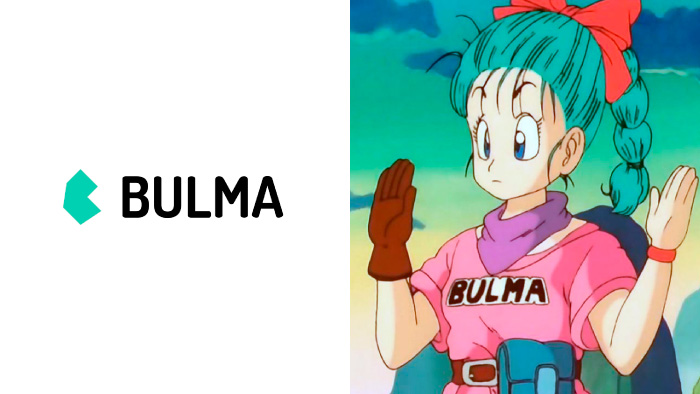 Logo di Bulma (framework) con a fianco Bulma (Dragon Ball)