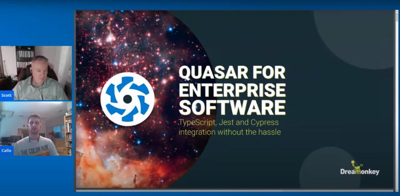 Screenshot della conferenza di Quasar: Paolo all'inizio della sua presentazione